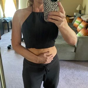 NWT Tobi black crop halter top